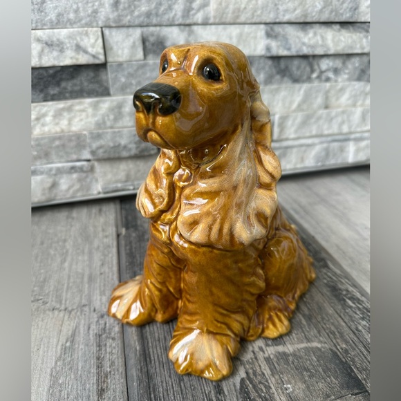 Vintage Other - Blonde Cocker Spaniel Life Like Ceramic Sitting Dog  Figurine 9” Royal Haegee?
